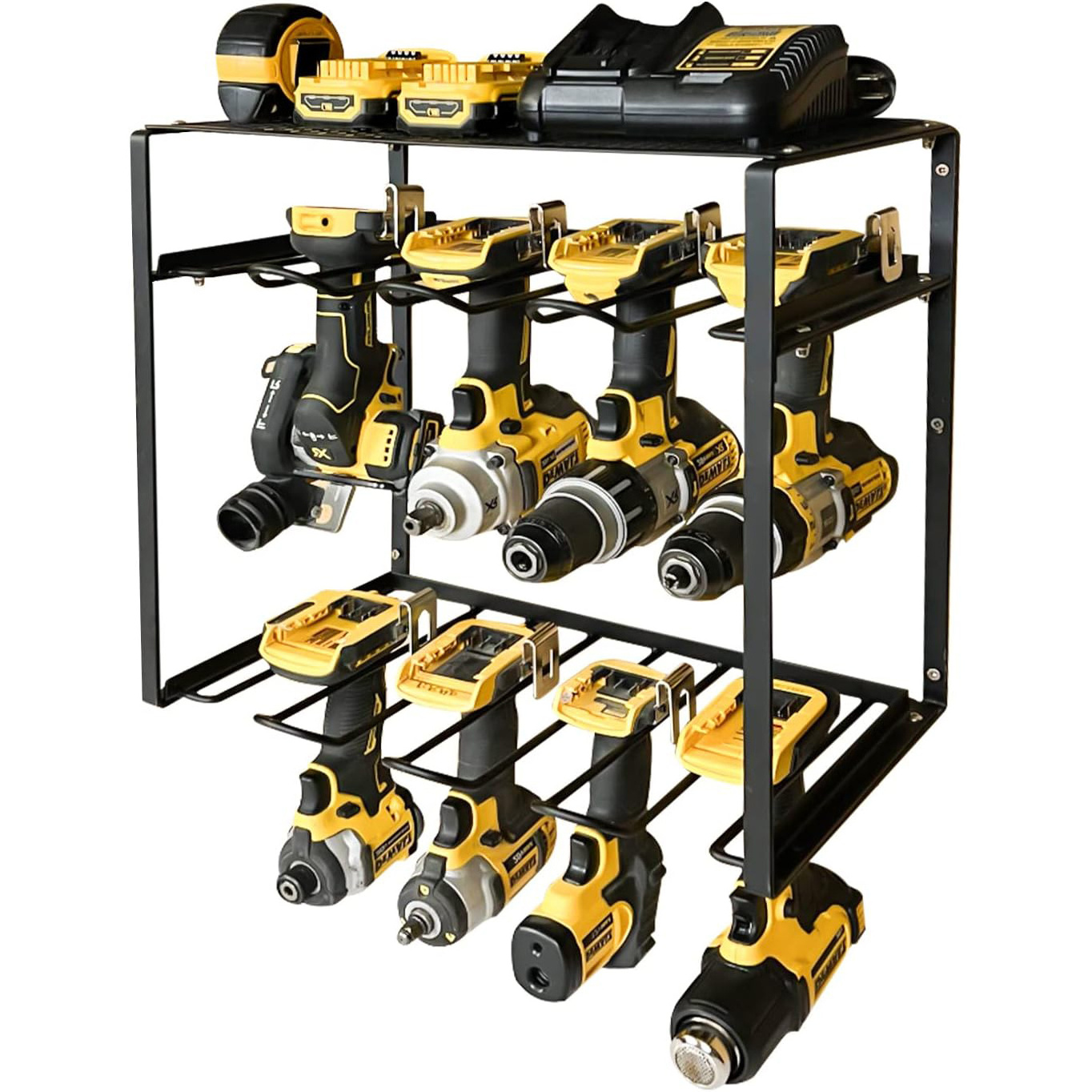 garage wall mounted metal power tool storage organizer rack holder