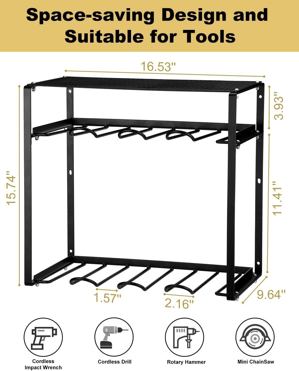 garage wall mounted metal power tool storage organizer rack holder