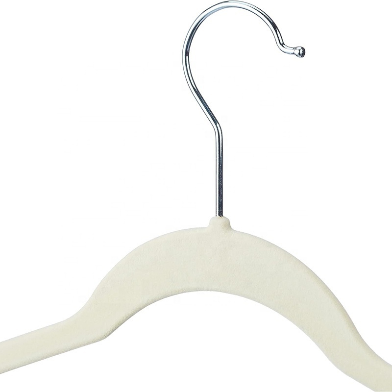 Custom Logo Durable Non-slip Suit Velvet Clothes Slim Hangers Plastic Flocking Hanger