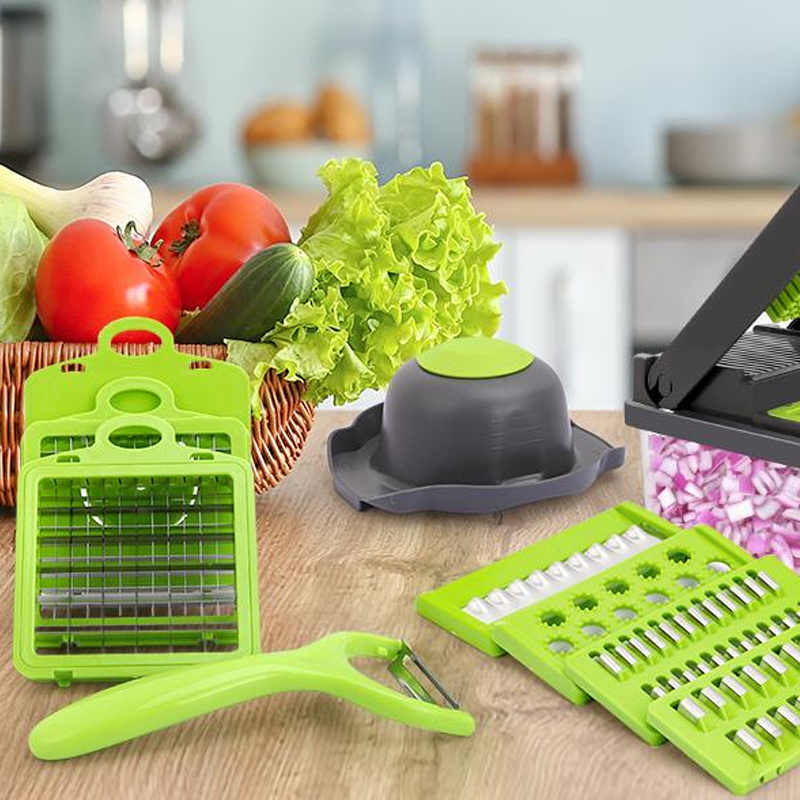 Vegetable Chopper Multifunctional 13-in-1 Food Choppers Onion Chopper Vegetable Slicer Cutter Dicer  with 8 Blades