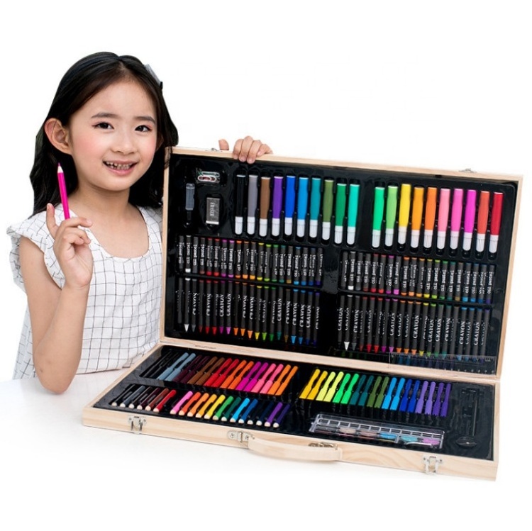 180 Pieces High Quality Painting Art Kits Colors Wood Craft Drawing Art Set For Kids