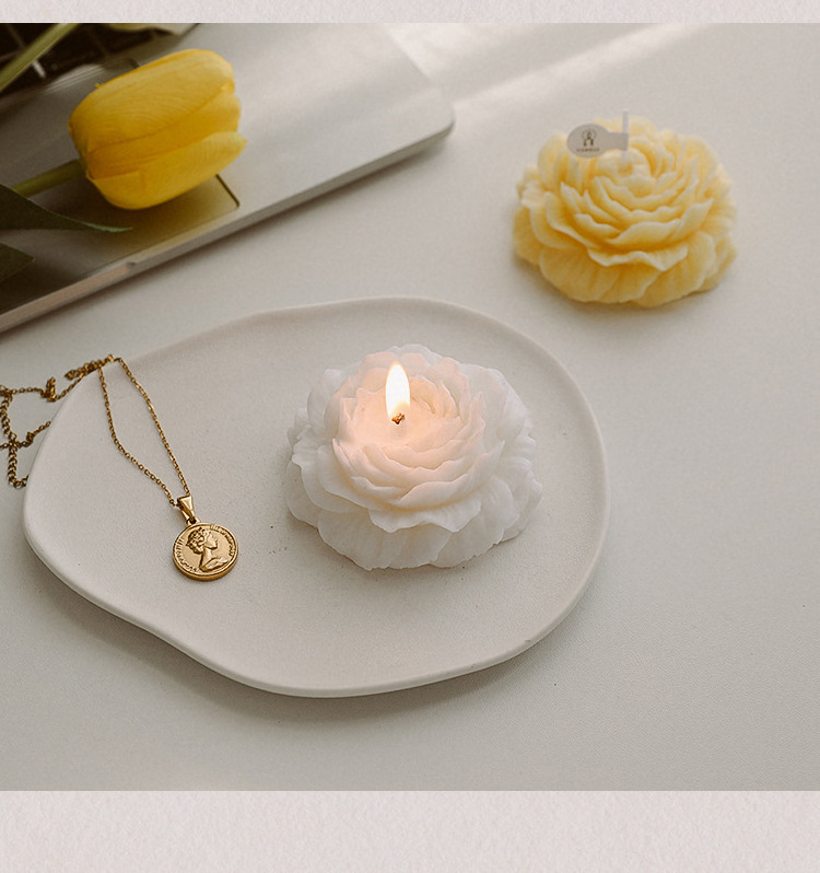 2022 Home Decor Flower Shape Candle Luxury 100% Natural Soy Wax Aromatherapy Scented Candle Peony Flower Candle