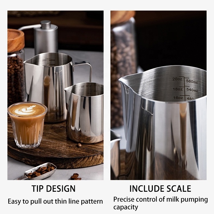 top selling stainless steel 350ml milk frothing steamer pitcher barista tools kit customize