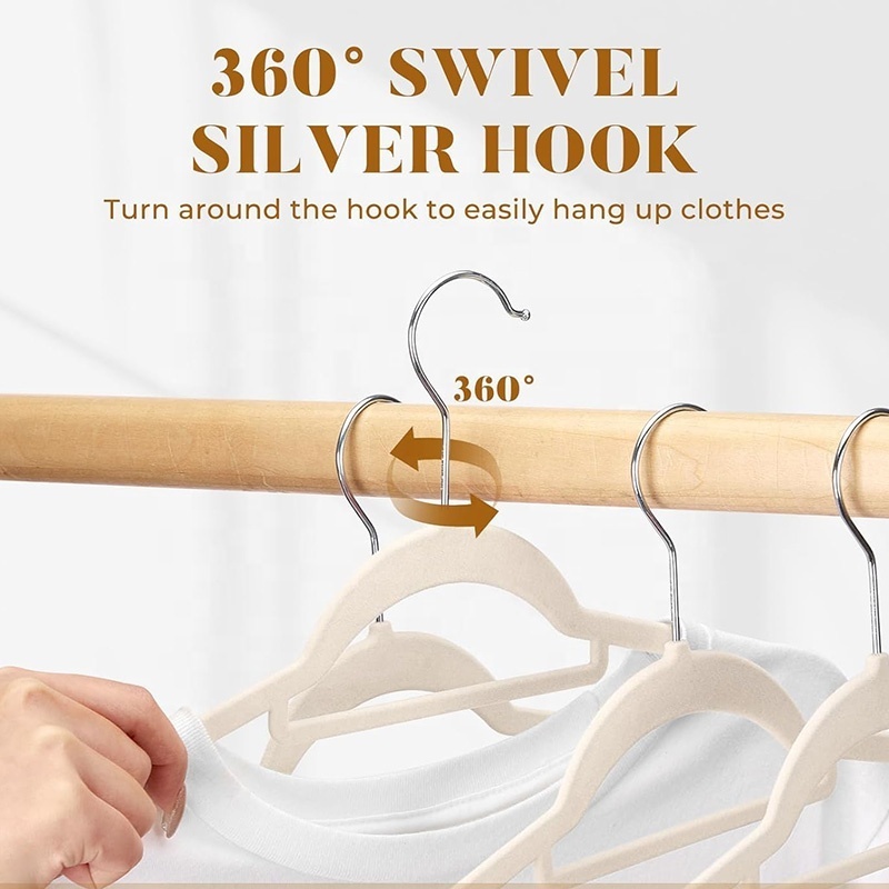 Colorful Customizable Nonslip Laundry Velvet Clothes Hangers With 360 Degree Rotating Hook