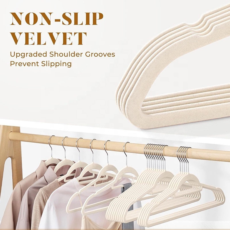 Colorful Customizable Nonslip Laundry Velvet Clothes Hangers With 360 Degree Rotating Hook