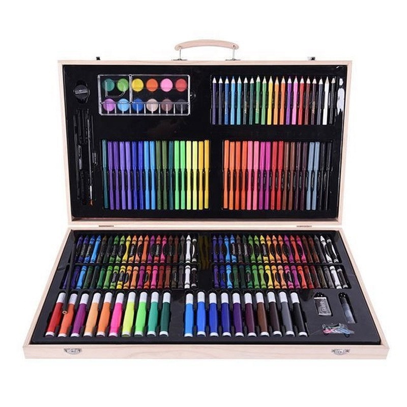 180 Pieces High Quality Painting Art Kits Colors Wood Craft Drawing Art Set For Kids