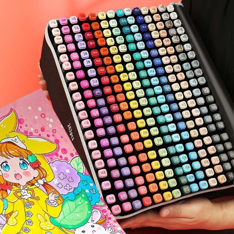 262pcs/set Portable Poster Colour DIY Making Pen Acrylic Art Paint Dual Tip Markers Pen Set