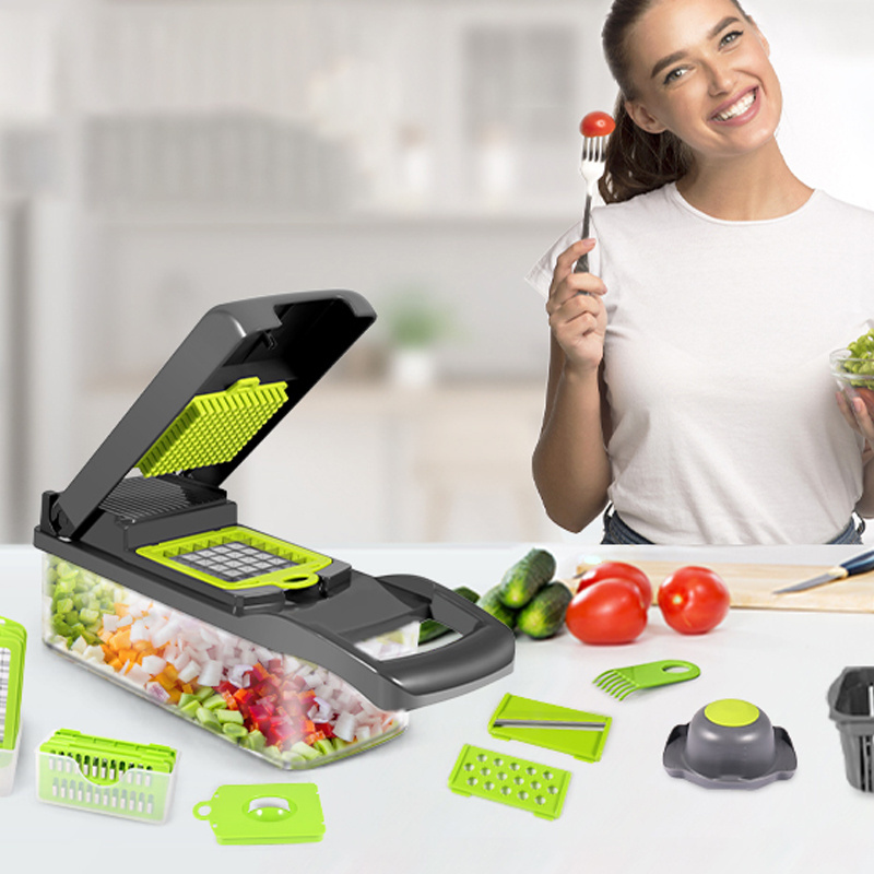 Vegetable Chopper Multifunctional 13-in-1 Food Choppers Onion Chopper Vegetable Slicer Cutter Dicer  with 8 Blades