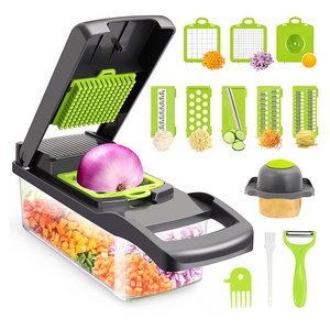 Vegetable Chopper Spiralizer Vegetable Slicer  Onion Chopper with Container Pro Food Chopper Black Slicer Dicer Cutter