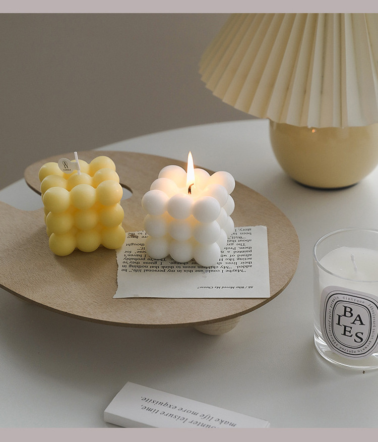 2022 Ins Home Decoration 3D Cube Aromatherapy Candle Oil Fragrance Cute Bubble Flower Scented Soy Wax Candles