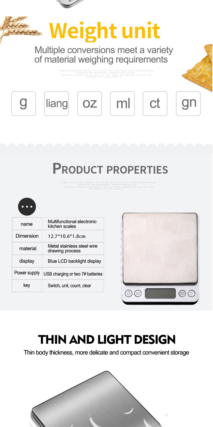 Home Use Small Digital Food Weighing Scales Nutrition Facts Gram Accuracy Scale Manual Weighing Kitchen Scales