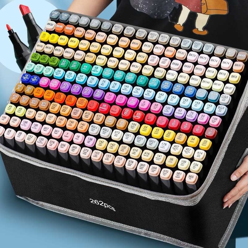 262pcs/set Portable Poster Colour DIY Making Pen Acrylic Art Paint Dual Tip Markers Pen Set