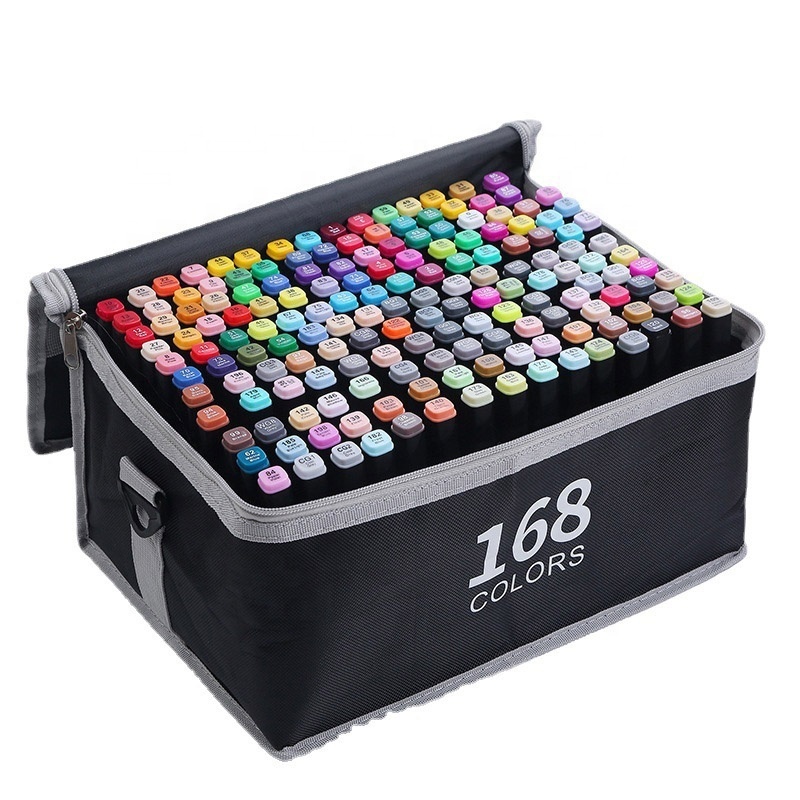 Hot Selling 168 Colors Dual Tip Alcohol Graffiti Marker Artist Painting Permanent Brush Markers Pen Set