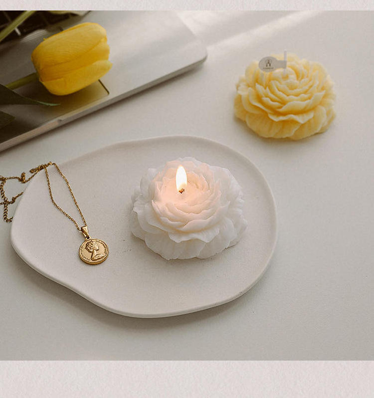 Good-looking Peony-shaped Scented Candles Colorful Light Luxury Handmade Peony Candles for Wedding and festivals