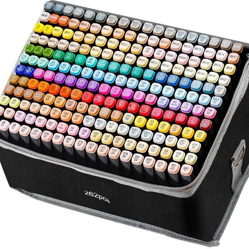 262pcs/set Portable Poster Colour DIY Making Pen Acrylic Art Paint Dual Tip Markers Pen Set