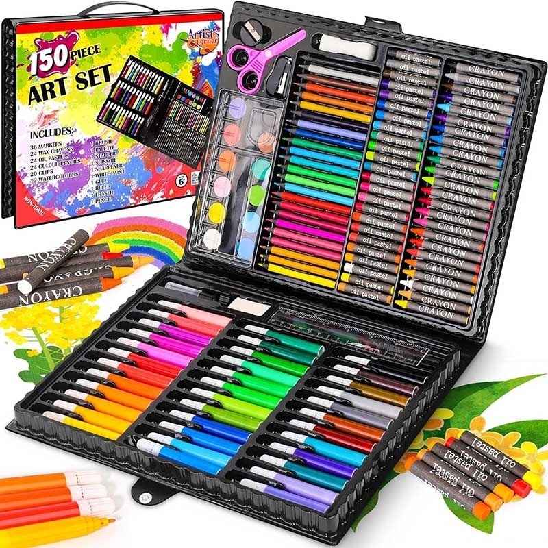 150 Piece Art Sketch Supplies Colored Pencil Gifts Double Sided Drawing Set For Kids