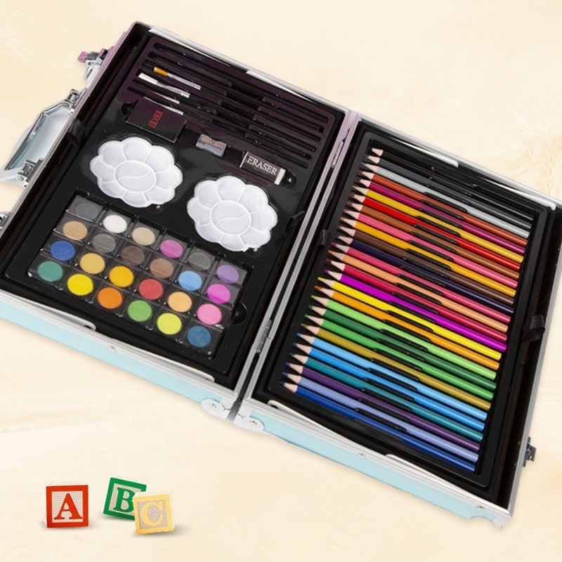 Portable 145 Pack Double Layers Boys Girls Gifts Box Colores Drawing Art Supplies Case Set