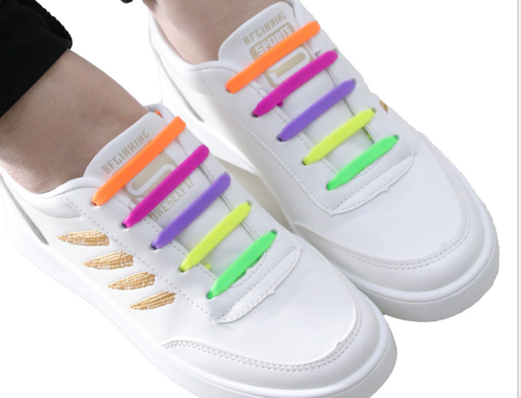 high quality stretch lazy no tie magnetic colorful silicone shoe lace lock for sports shoes