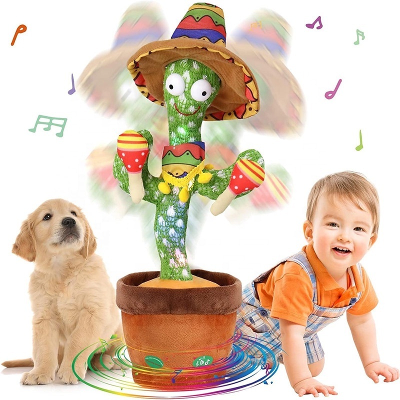 Sing 120 Songs Repeat What You Said and Emit Colored Lights Cactus Gifts Dancing and Singing Cactus Toy