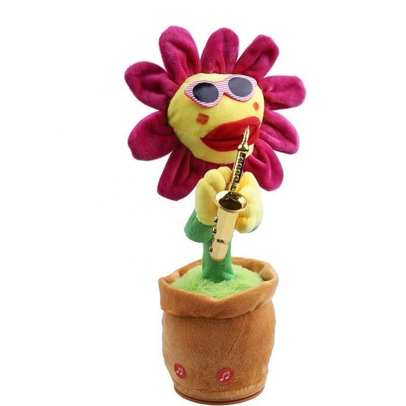 Colorful Glowing Talking Repeat Singing Talking Music Baby Toys Dancing Sunflower For Baby Toddler Kids