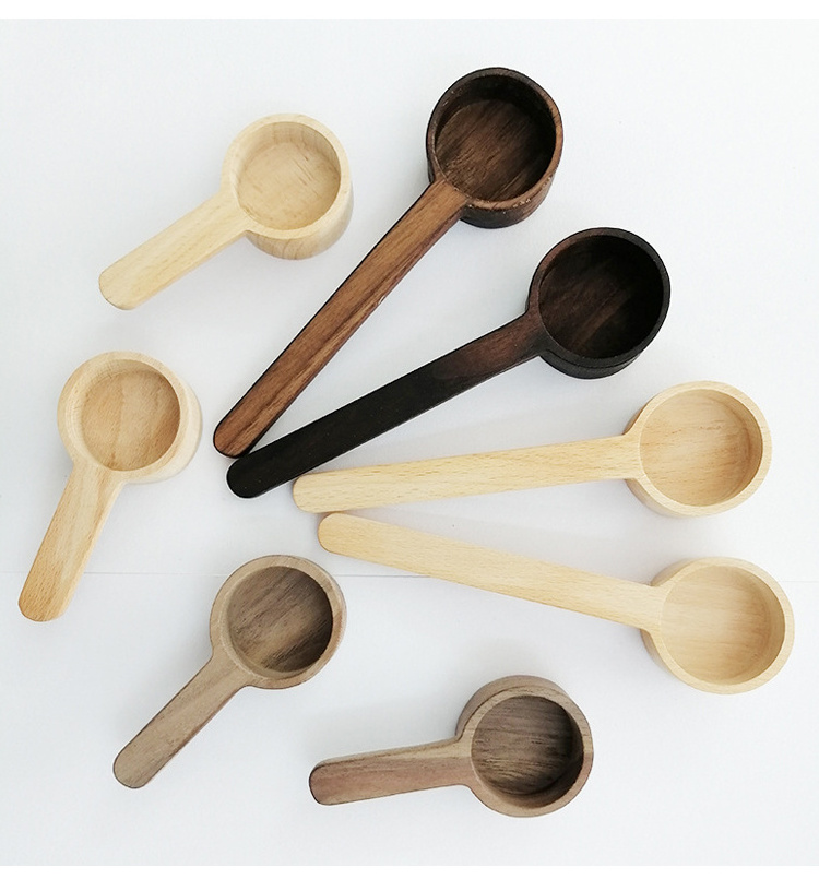 Wholesale black walnut measuring spoon solid wood short-handled coffee beech coffee powder quantitative seasoning spoon