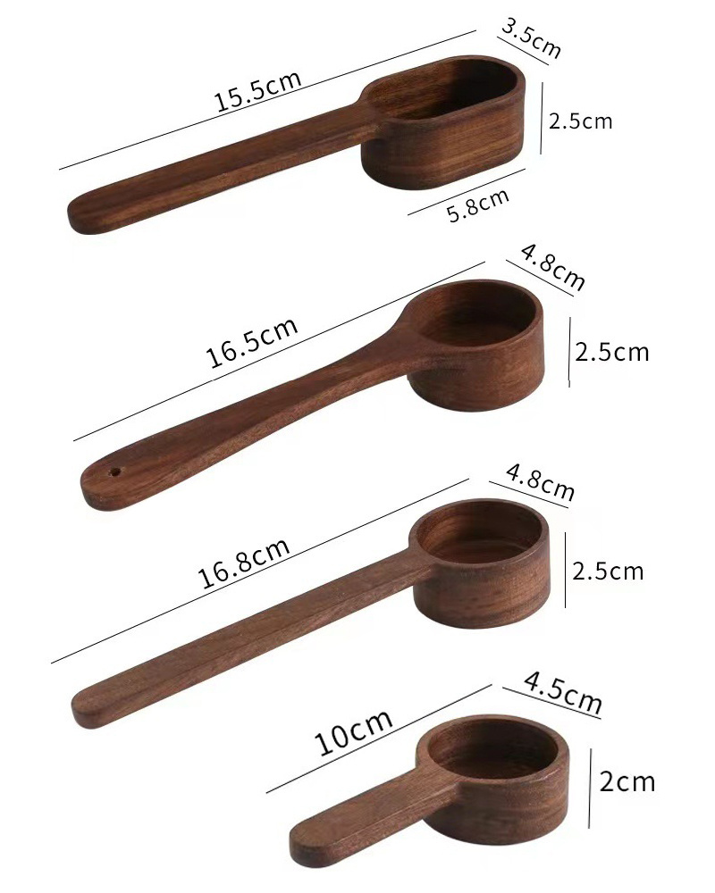 Wholesale black walnut measuring spoon solid wood short-handled coffee beech coffee powder quantitative seasoning spoon