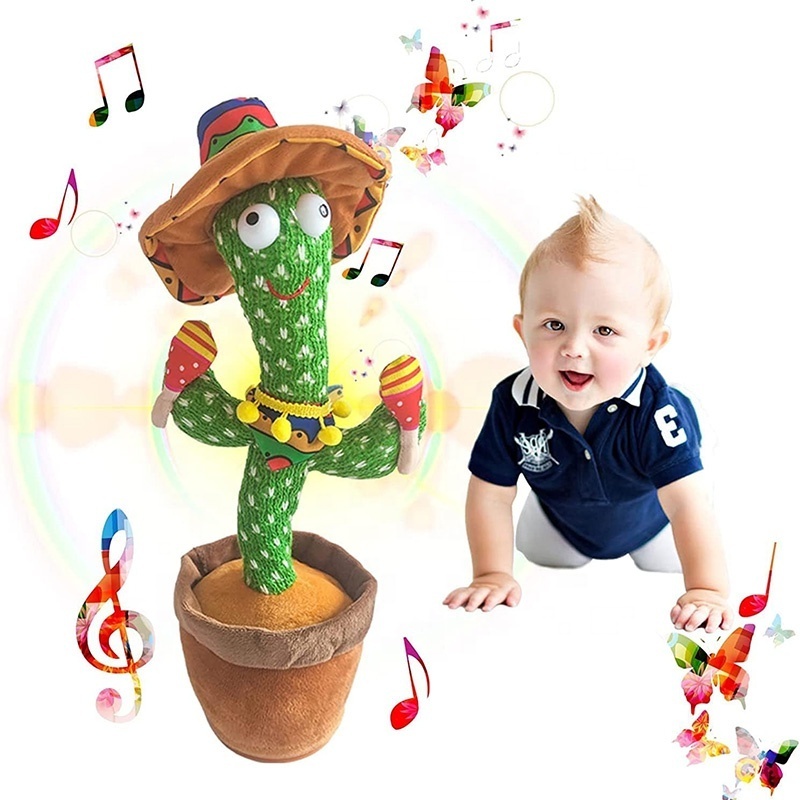 Recording,Repeats What You say Dancing Cactus Talking Cactus Baby Toys With Hat