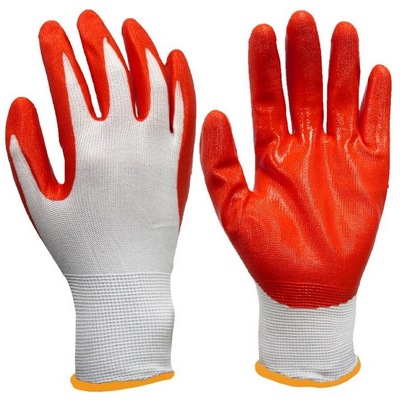 13-Pin Nitrile Wear-resistant Gloves Knit Cuff Labor Protection Anti-Slip Breathable Oil-proof Gloves