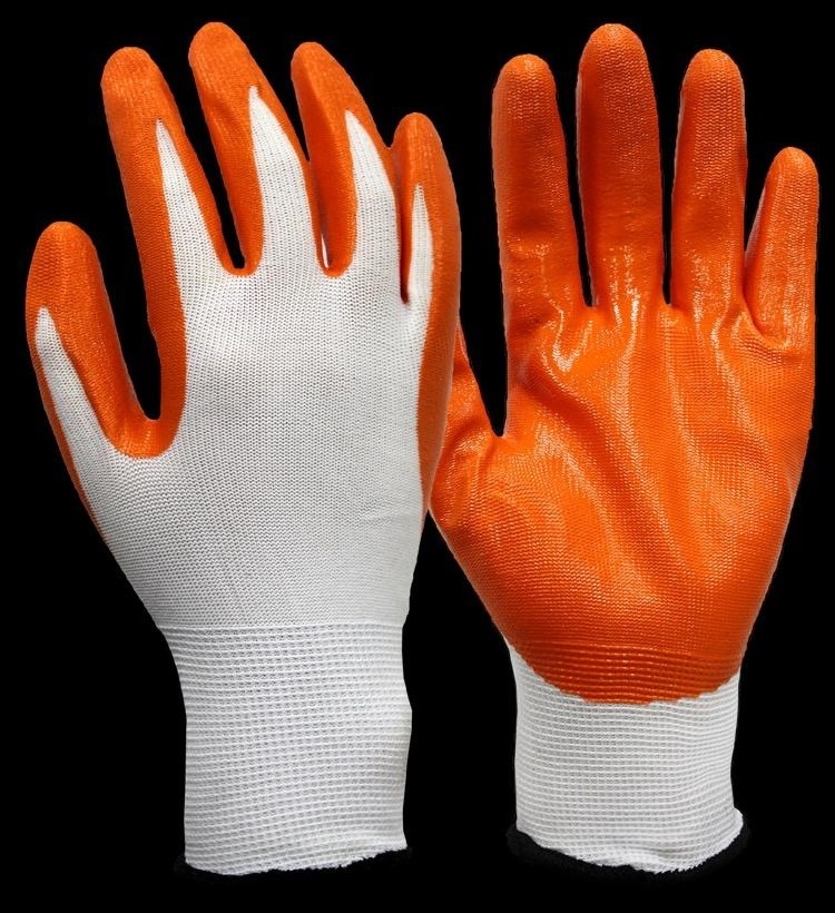 13-Pin Nitrile Wear-resistant Gloves Knit Cuff Labor Protection Anti-Slip Breathable Oil-proof Gloves