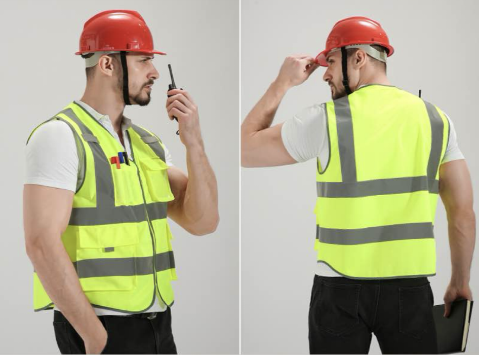 Wholesale Safety Hi Vis Reflective Work Vest with Multi Pockets Security Safety Vest With Logo Printed