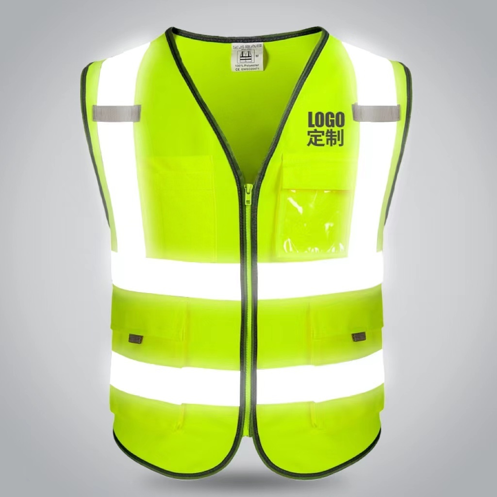 Wholesale Safety Hi Vis Reflective Work Vest with Multi Pockets Security Safety Vest With Logo Printed