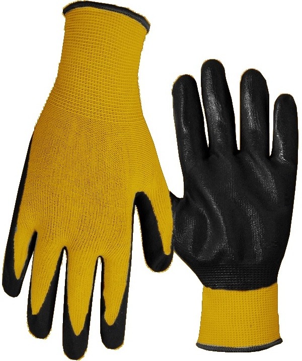 13-Pin Nitrile Wear-resistant Gloves Knit Cuff Labor Protection Anti-Slip Breathable Oil-proof Gloves