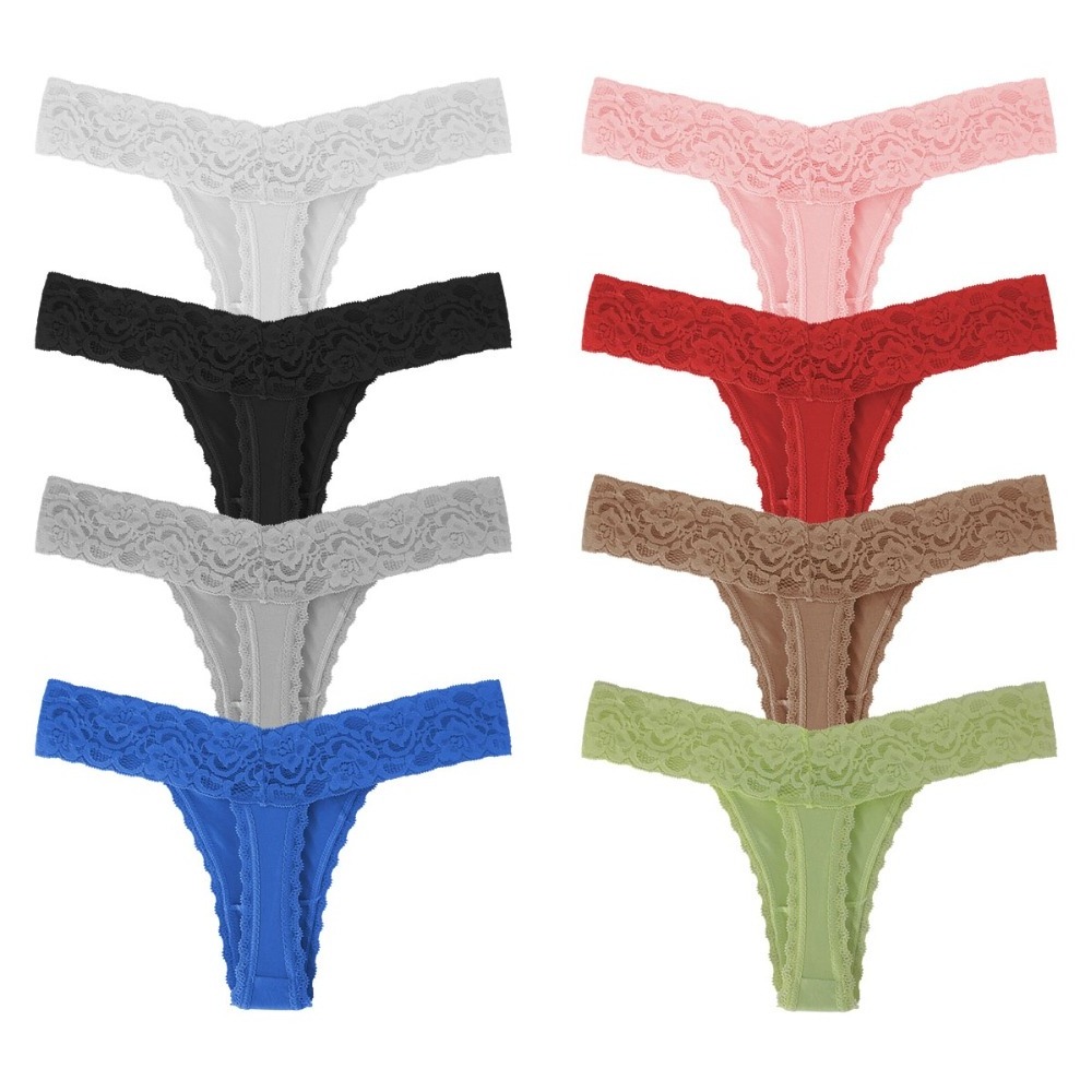 M-4XL Elegant Lace Cotton Women T Back Plus Size Underwear Sexy Ladies Tangas Panties Lace Thong