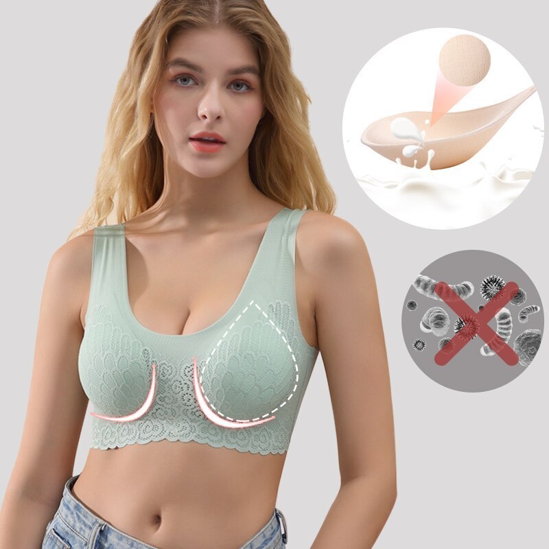 Thailand anti mite sleep breathable girls vest anti-bacteria comfortable bras ladies sleeping natural latex padded seamless bra