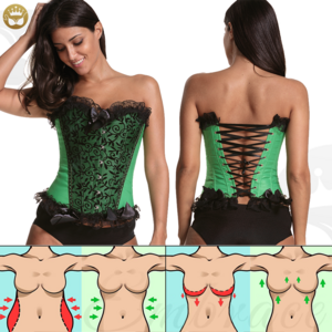 Green Embroidered Lace Floral Corset Bustier Jacquard Tummy Control Ruffle Cincher Slimming Colombian Fajas Waist Trainer Corset