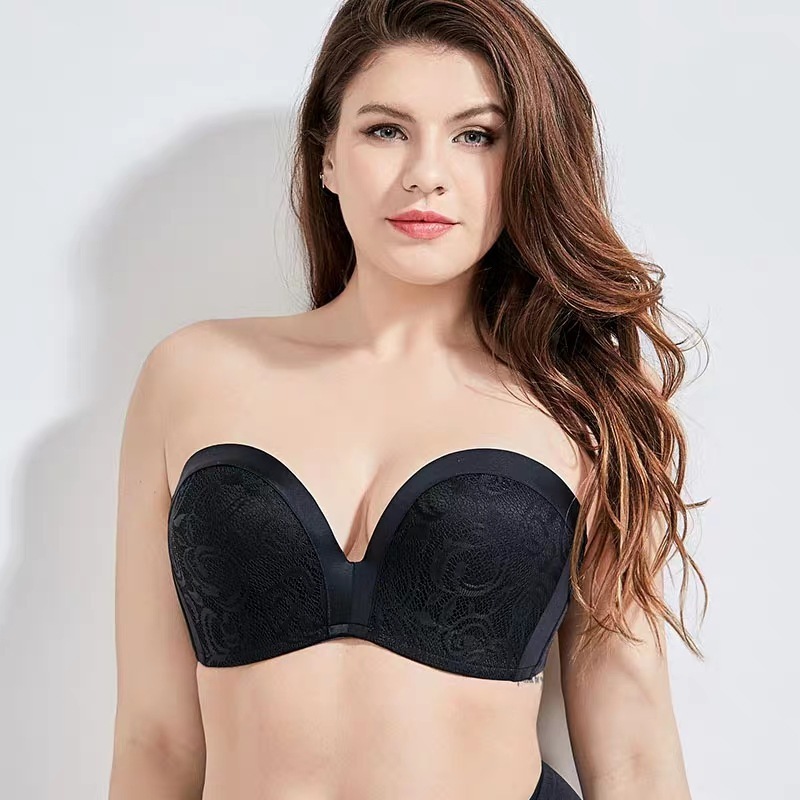 Half cup wedding anti-slip wire free backless support big cup bra women sexy breathable plus size push up strapless bra