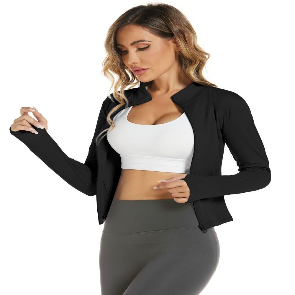 Women's Quick Dry Stretchy Sweat Shirt Long Sleeve Athletic Crop Jackets