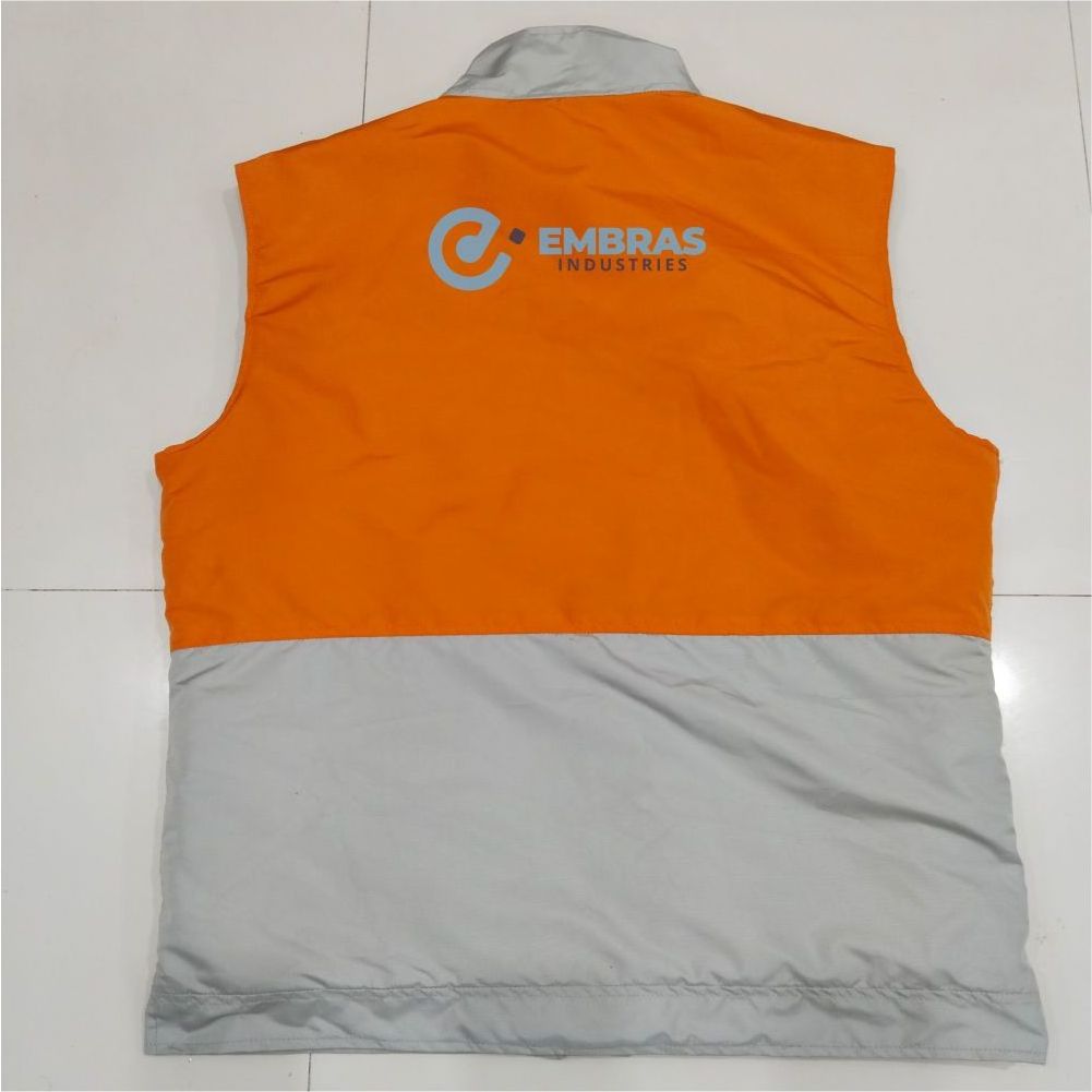 custom Gary and orange workout men vest with 4 pockets