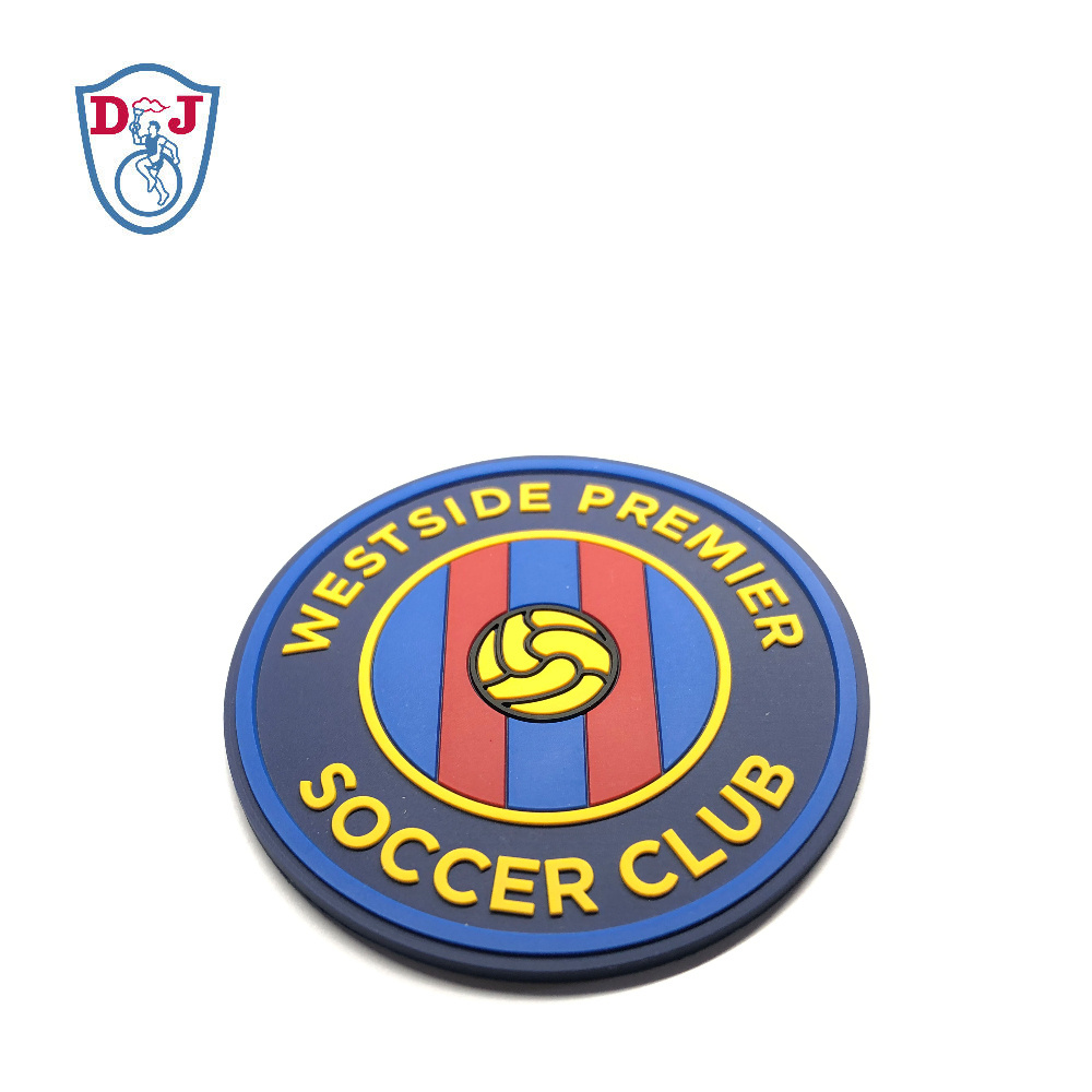 2D Sew-On PVC Badge Custom Soccer Club Logo PVC round patch for garment