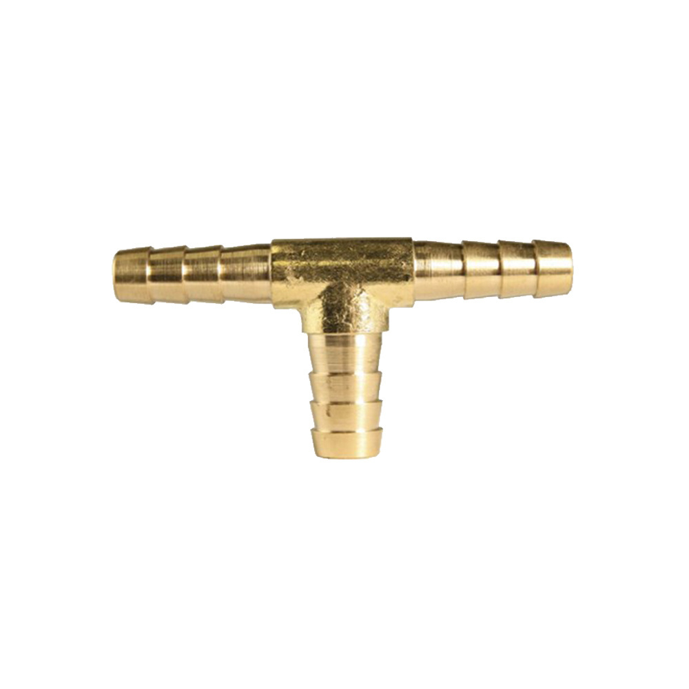 Golden Finish Brass Hose Tee OEM & ODM Customized Brass Forged 3 Way Tee Nozzle Y Shape Hose Barb Fitting