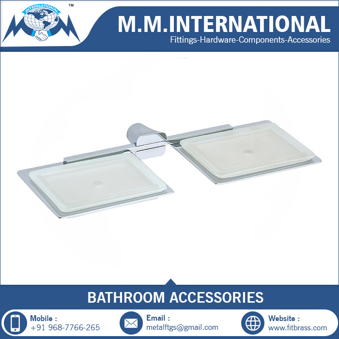 Bathroom Accessories Glass Double Soap Dish