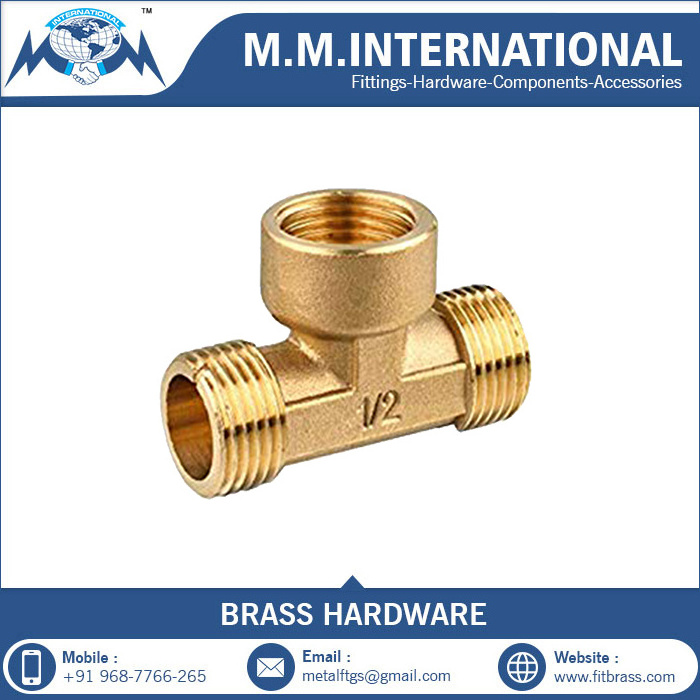 Premium Quality Brass Threaded Tee Fitting 3 Way Tee Connector Valve Coupling Adapter Tube Fitting Water Air Pump Copper Pipe