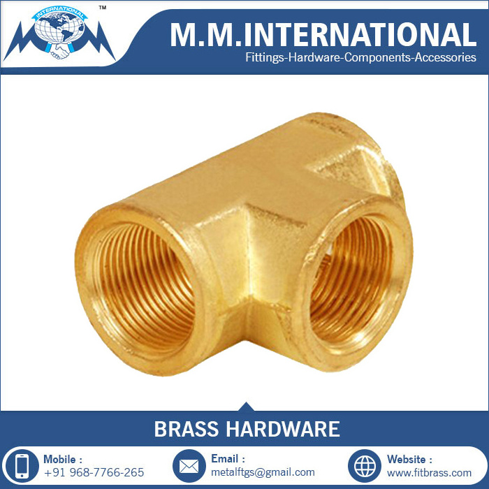 Premium Quality Brass Threaded Tee Fitting 3 Way Tee Connector Valve Coupling Adapter Tube Fitting Water Air Pump Copper Pipe