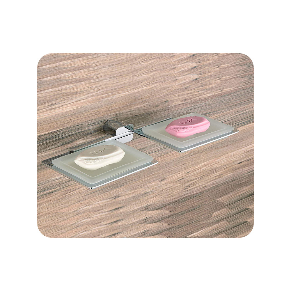 Bathroom Accessories Glass Double Soap Dish