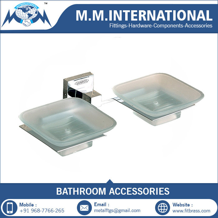 Bathroom Accessories Glass Double Soap Dish