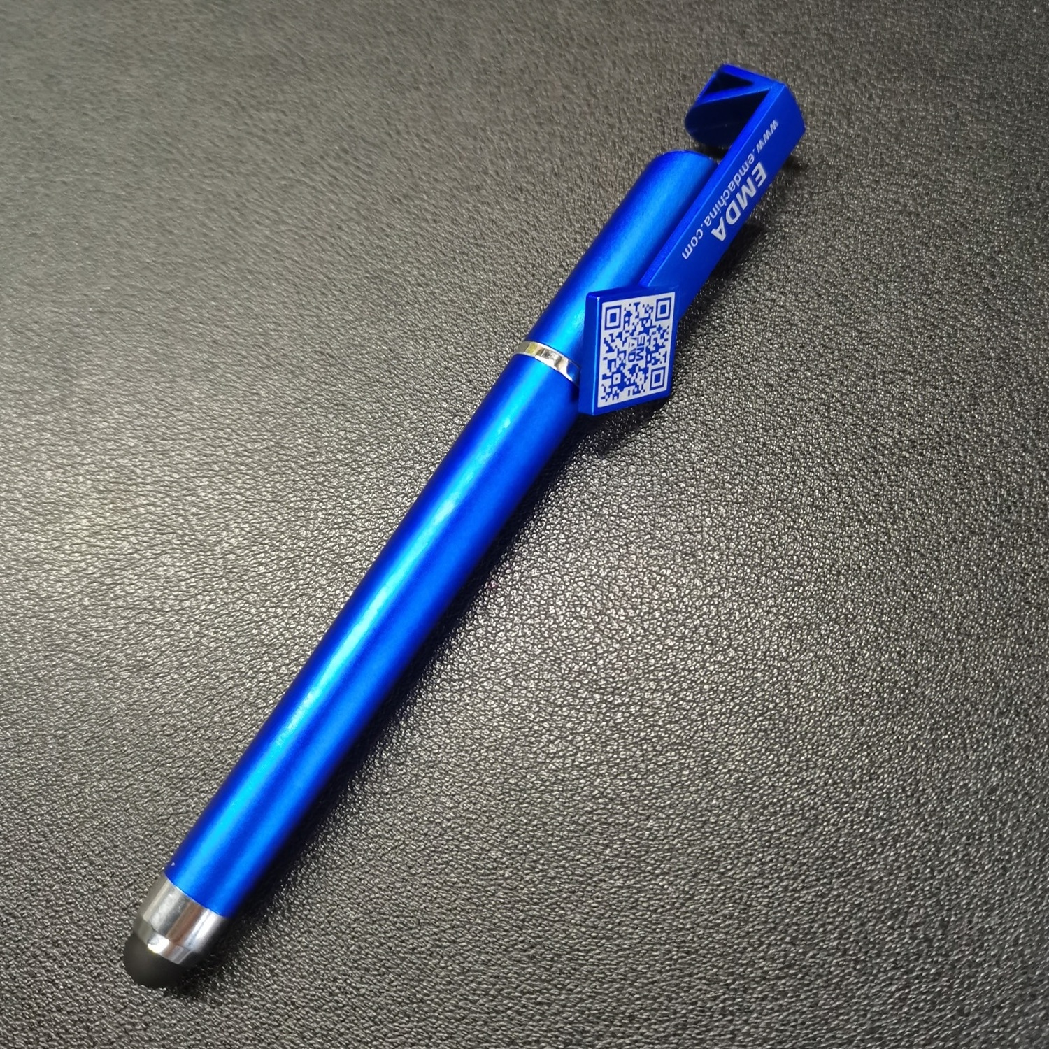 Wholesale screen soft touch stylus pens phone holder office gel pen blue 3 in 1 multi function pens with custom logo