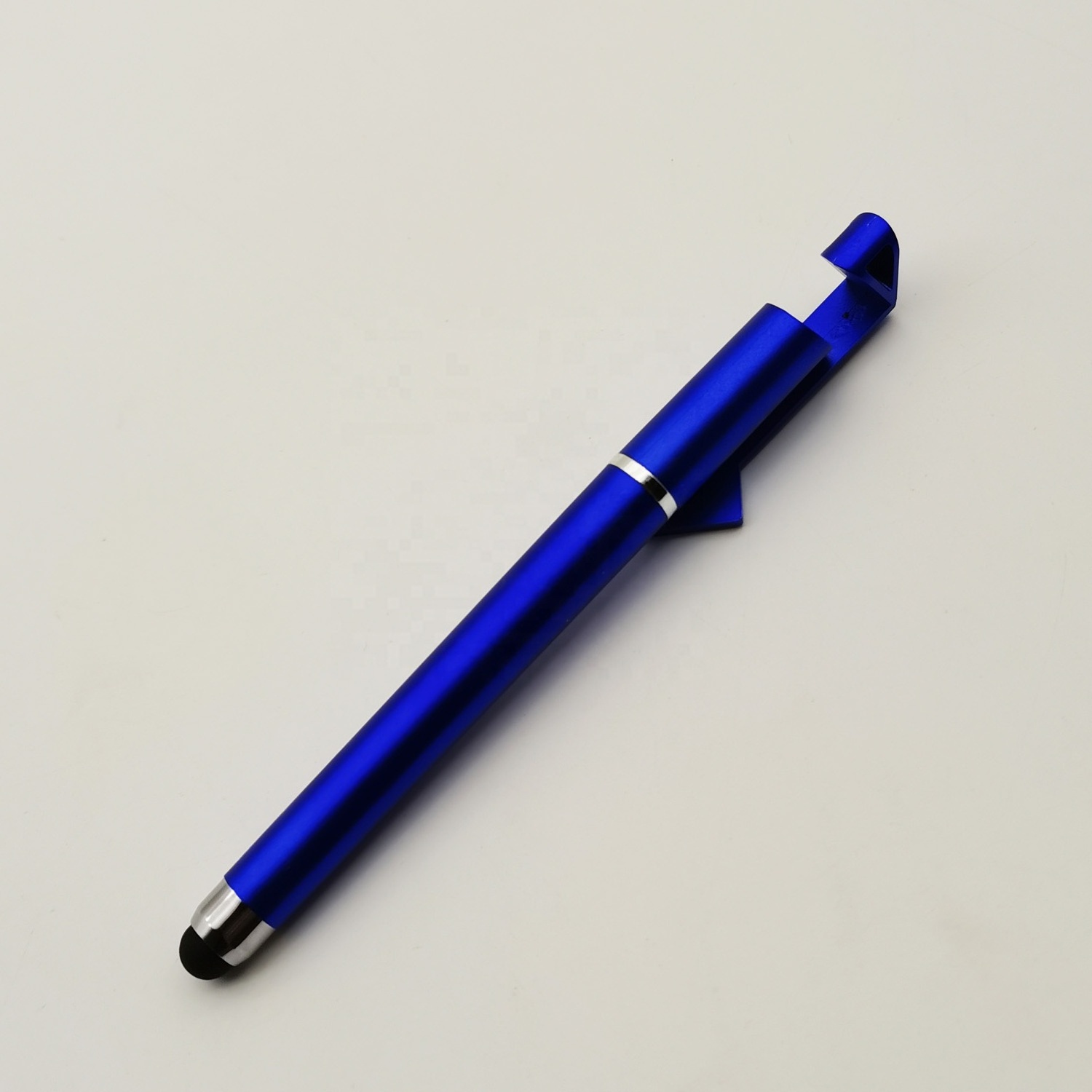 Wholesale screen soft touch stylus pens phone holder office gel pen blue 3 in 1 multi function pens with custom logo