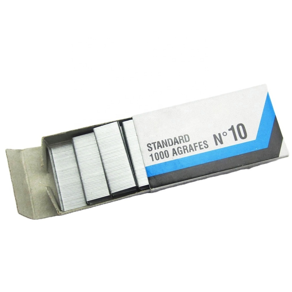 Factory cheap price quality stapler staple silver color office binding supplies galvanized No.10 staples pin