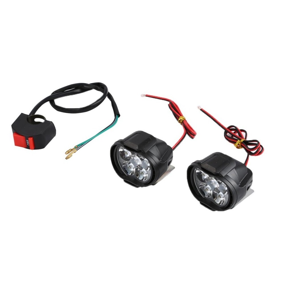 LED Motorcycle Headlight Mount Driving Mirror Fog Head Spotlight Auxiliary Lamp Side Mirror Light Switch