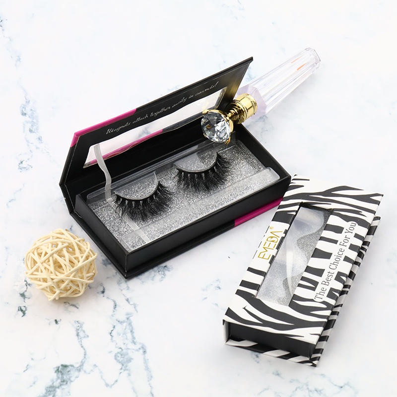 New Type Hand Made 3d faux mink 5 pair lashes magnetic eyelashes adhesive glue with eyeliner pencil set